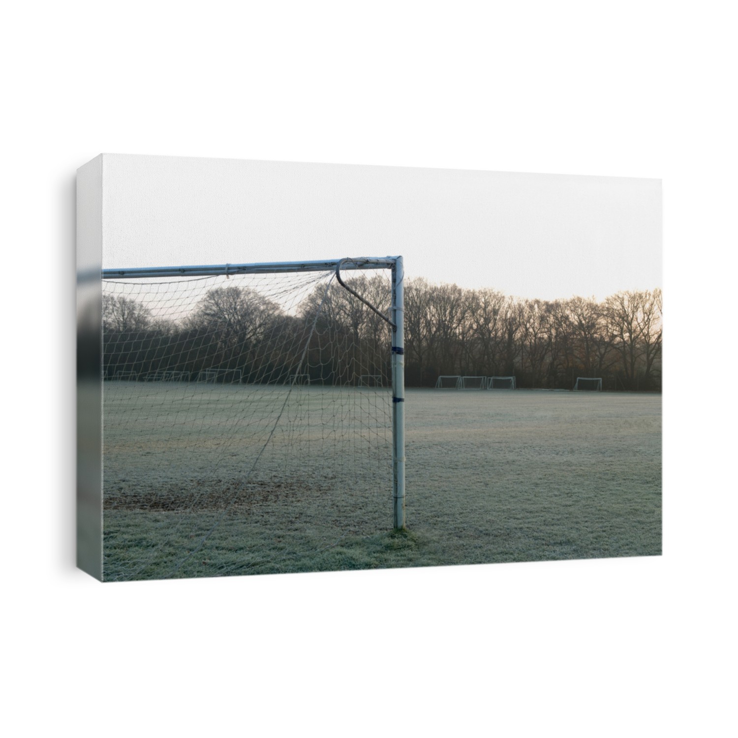 Goal post on empty soccer field